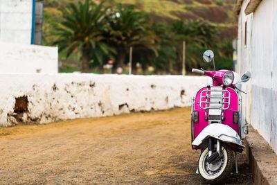 Close-up of bicycle parked on street