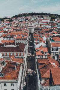 High angle view of townscape against sky