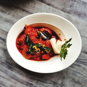 Close-up of food in plate on table