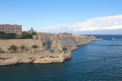 Scenic view of sea against blue sky