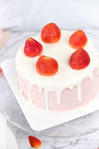 Close-up of strawberries on table