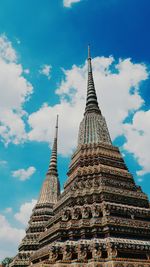 Low angle view of building against blue sky