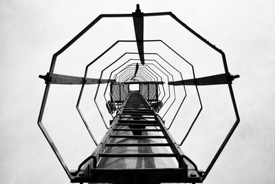 Low angle view of ladder against clear sky