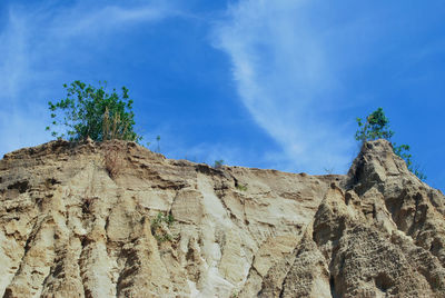 Low angle view of rock formations against sky