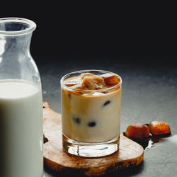 Close-up of drink in glass on table