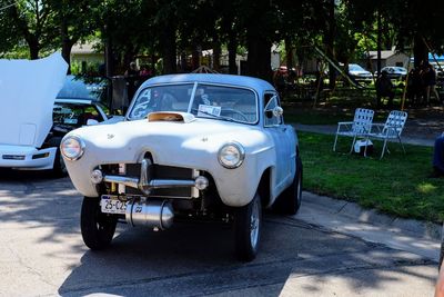 Vintage car on street in city