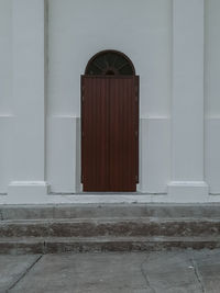 Closed door of building