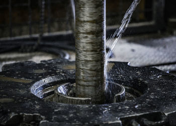 Close-up of water pipe on metal