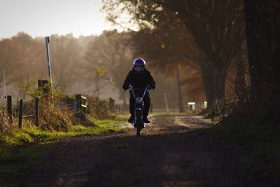 View of a man riding motorcycle