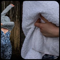 Midsection of woman standing at home