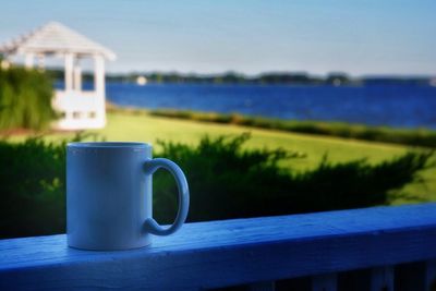 Close-up of water against blue sky