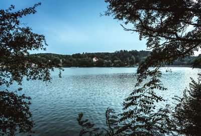 Scenic view of lake against sky