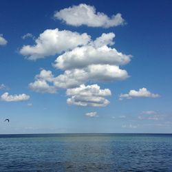 View of calm blue sea against sky