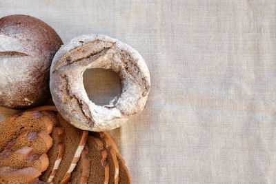 Directly above shot of bread on table