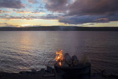 Scenic view of sea at sunset