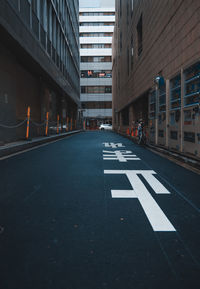Road amidst buildings in city