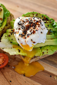 Poached egg on avocado bread