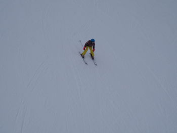 High angle view of person skiing on mountain