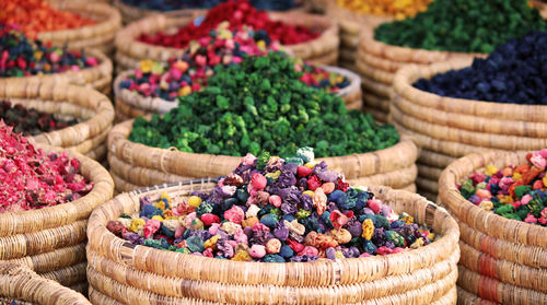 Close-up of multi colored vegetables for sale in market