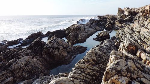 Scenic view of sea against clear sky