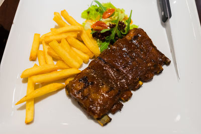 High angle view of food on plate