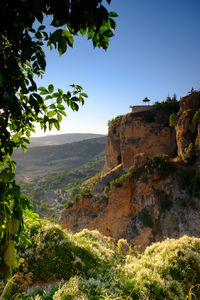 Scenic view of mountain against clear sky