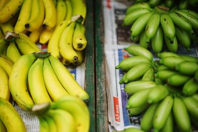 High angle view of bananas for sale at market