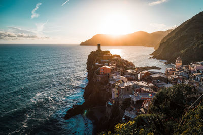 Vernazza, italy. scenic view of sea against sky during sunset