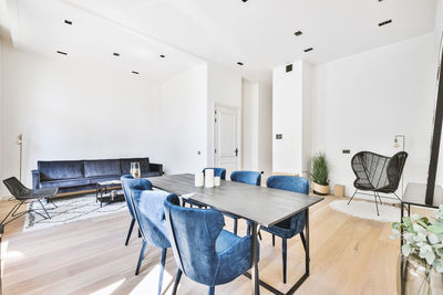 Empty chairs and table at home