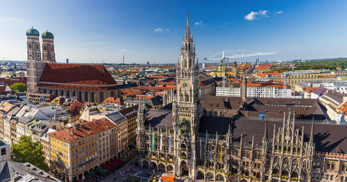 High angle view of buildings in city