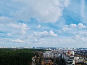 High angle view of townscape against sky