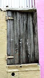 Close-up of old wooden door