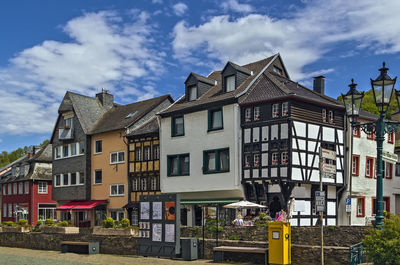 Low angle view of buildings against sky