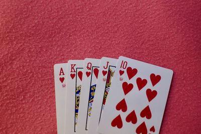 High angle view of heart shape on table