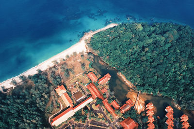 High angle view of surf on beach