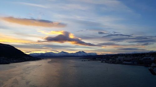 Scenic view of landscape against sky during sunset