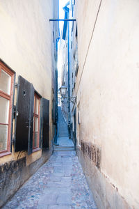 Narrow alley along buildings