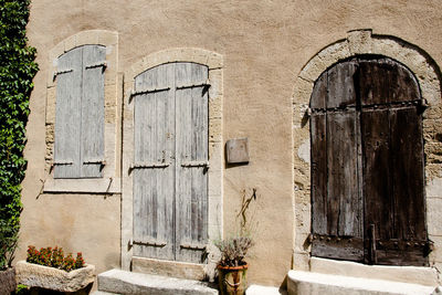 Closed door of old building