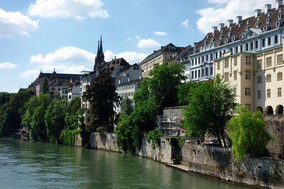 River amidst buildings against sky