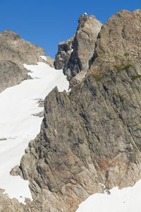 Scenic view of rocky mountains against clear sky