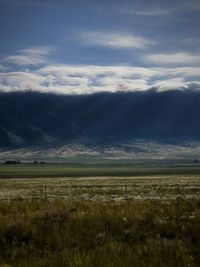 Scenic view of field against sky