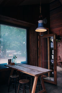 View of empty chairs and table in restaurant