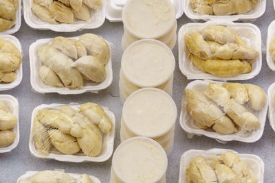 High angle view of food on table