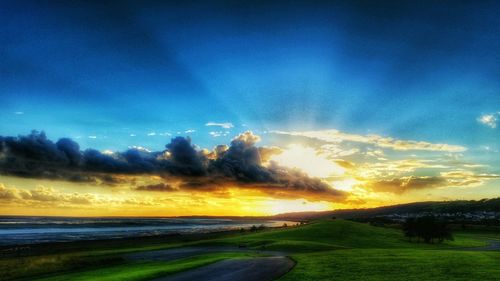 Scenic view of sunset over sea