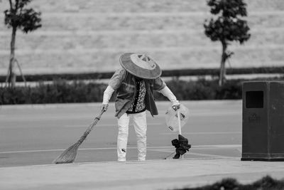 Sanitation worker working in park