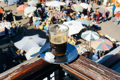 Close-up of coffee cup on table