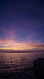 Scenic view of sea against sky at sunset