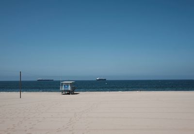 Scenic view of beach against clear sky