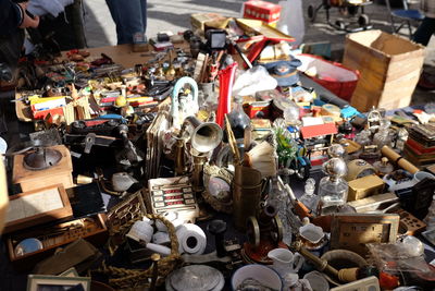 Antique collection stall on street