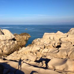 Scenic view of sea against clear sky